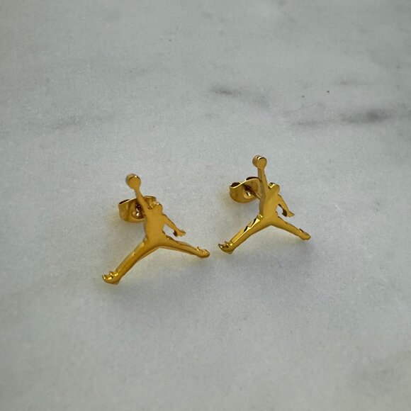 Jordan Jewelry - Jordan Jumpman Earrings - Gold Studs - Michael Jordan Basketball NBA